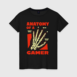 Футболка хлопковая женская Anatomy of a gamer, цвет: черный