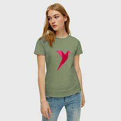 Футболка хлопковая женская Геометрическая колибри, цвет: авокадо — фото 2