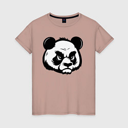 Футболка хлопковая женская Недовольная морда панды, цвет: пыльно-розовый