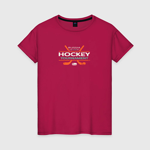 Женская футболка Хоккей - спорт России / Маджента – фото 1