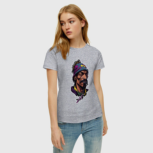 Женская футболка Snoop dogg head / Меланж – фото 3