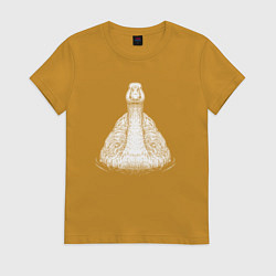 Футболка хлопковая женская Гусь анфас, цвет: горчичный