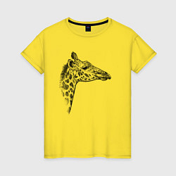 Футболка хлопковая женская Жираф в профиль, цвет: желтый