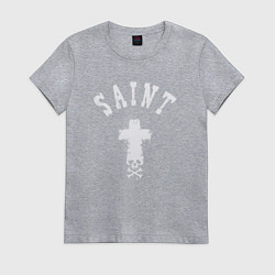 Футболка хлопковая женская Святой крест череп, цвет: меланж