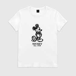 Футболка хлопковая женская Mickey classic: origin 1928, цвет: белый