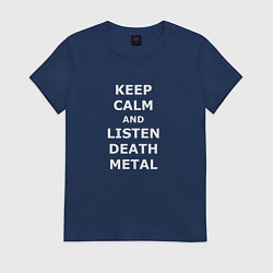 Футболка хлопковая женская Listen Death Metal, цвет: тёмно-синий