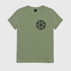 Футболка хлопковая женская Символ перуна на груди, цвет: авокадо