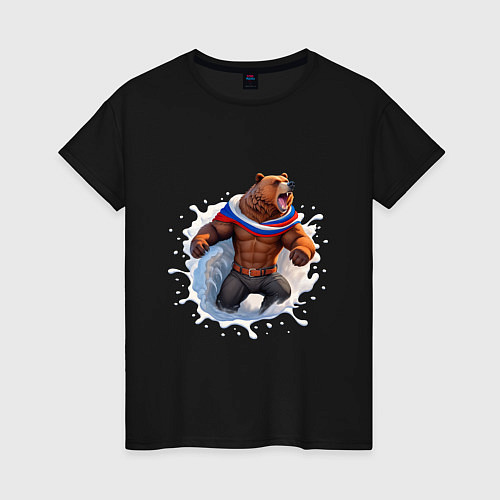 Женская футболка Медведь из спячки / Черный – фото 1