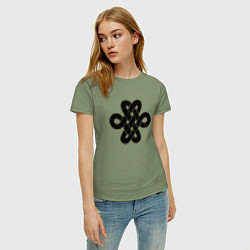 Футболка хлопковая женская Черный кельтский узор, цвет: авокадо — фото 2