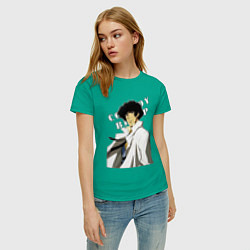 Футболка хлопковая женская Spike из аниме cowboy bebop, цвет: зеленый — фото 2