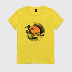 Футболка хлопковая женская Красный восход, цвет: желтый