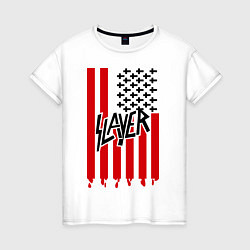 Футболка хлопковая женская Slayer Flag, цвет: белый