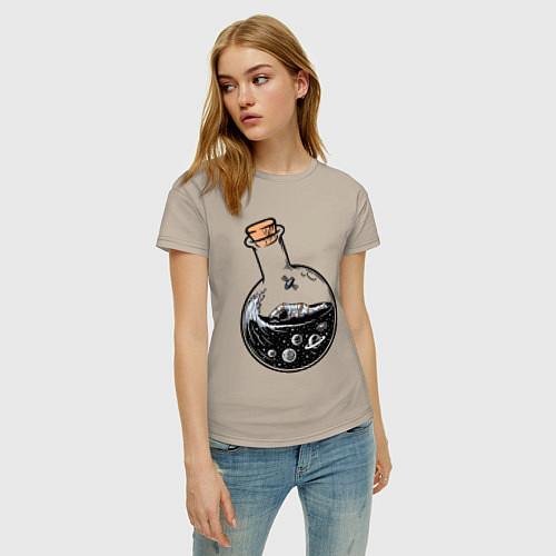 Женская футболка Космос в колбе / Миндальный – фото 3