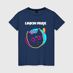 Футболка хлопковая женская Linkin Park rock star cat, цвет: тёмно-синий