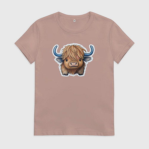 Женская футболка Шотландский волосатый бык / Пыльно-розовый – фото 1