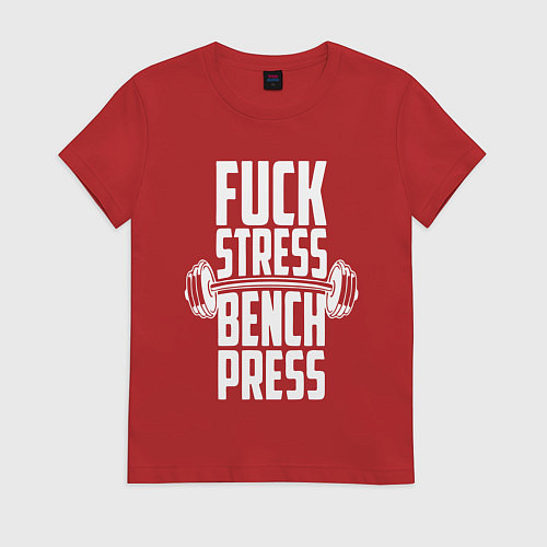 Женская футболка К черту стресс качаю пресс / Красный – фото 1