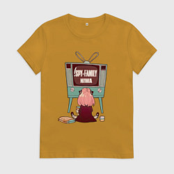 Футболка хлопковая женская Аня из аниме и манги spy x family, цвет: горчичный