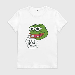 Футболка хлопковая женская Pepe feels good man, цвет: белый