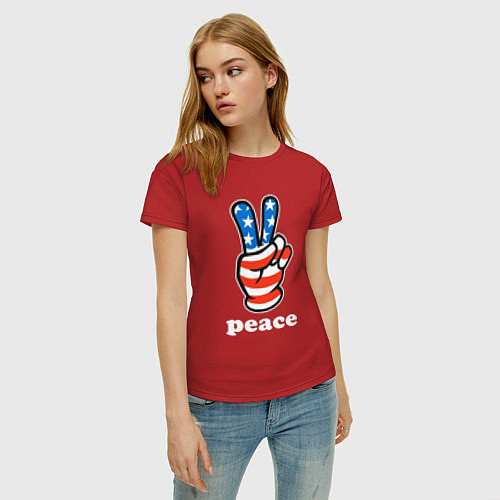 Женская футболка USA peace / Красный – фото 3