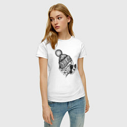 Футболка хлопковая женская Гепард в шапке, цвет: белый — фото 2