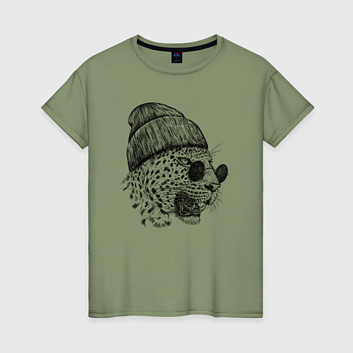 Женская футболка Ягуар в шапке / Авокадо – фото 1