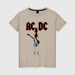 Футболка хлопковая женская Angus Young, цвет: миндальный