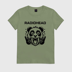 Футболка хлопковая женская Radiohead - rock panda, цвет: авокадо