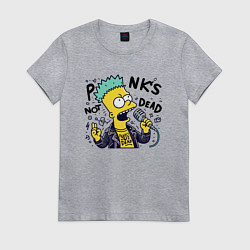 Футболка хлопковая женская Bart Simpson - punks not dead, цвет: меланж