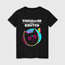 Футболка хлопковая женская Thousand Foot Krutch rock star cat, цвет: черный