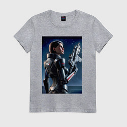 Футболка хлопковая женская Mass effect - character ai art, цвет: меланж