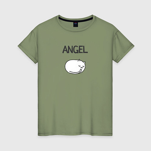 Женская футболка Минималистичный кот ангел / Авокадо – фото 1