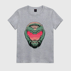 Футболка хлопковая женская Pink Doomguy, цвет: меланж