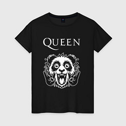 Футболка хлопковая женская Queen rock panda, цвет: черный