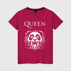 Футболка хлопковая женская Queen rock panda, цвет: маджента