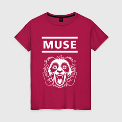 Футболка хлопковая женская Muse rock panda, цвет: маджента