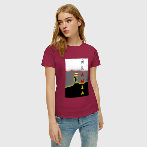 Женская футболка Алания человек с флагом / Маджента – фото 3