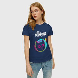 Футболка хлопковая женская Blink 182 rock star cat, цвет: тёмно-синий — фото 2