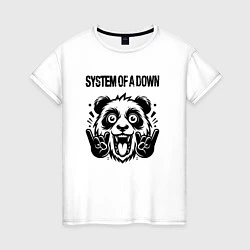 Футболка хлопковая женская System of a Down - rock panda, цвет: белый