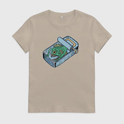 Футболка хлопковая женская Консерва из удильщика, цвет: миндальный