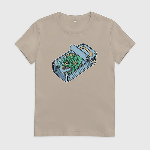 Женская футболка Консерва из удильщика / Миндальный – фото 1