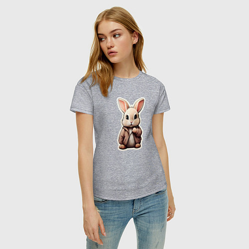 Женская футболка Маленький пушистый кролик / Меланж – фото 3