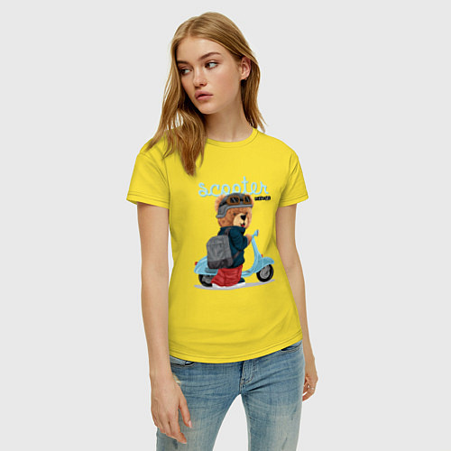 Женская футболка Плюшевый медвежонок и скутер / Желтый – фото 3