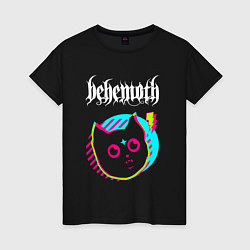 Футболка хлопковая женская Behemoth rock star cat, цвет: черный