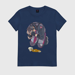 Футболка хлопковая женская Oh no, my tea - Wriothesley, цвет: тёмно-синий