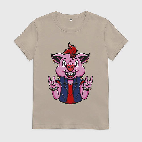 Женская футболка Панк свин / Миндальный – фото 1