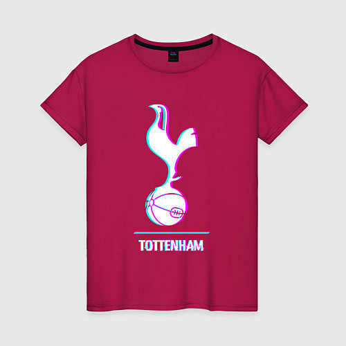 Женская футболка Tottenham FC в стиле glitch / Маджента – фото 1