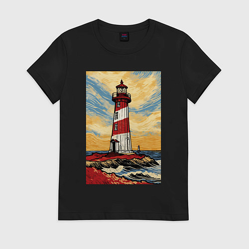 Женская футболка Маяк Ван Гога / Черный – фото 1
