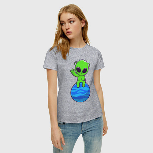 Женская футболка Привет от пришельца / Меланж – фото 3
