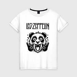 Футболка хлопковая женская Led Zeppelin - rock panda, цвет: белый