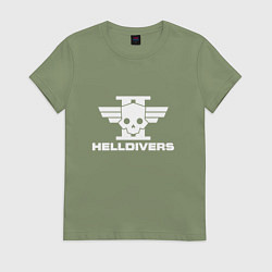Футболка хлопковая женская Helldivers 2: Logo, цвет: авокадо